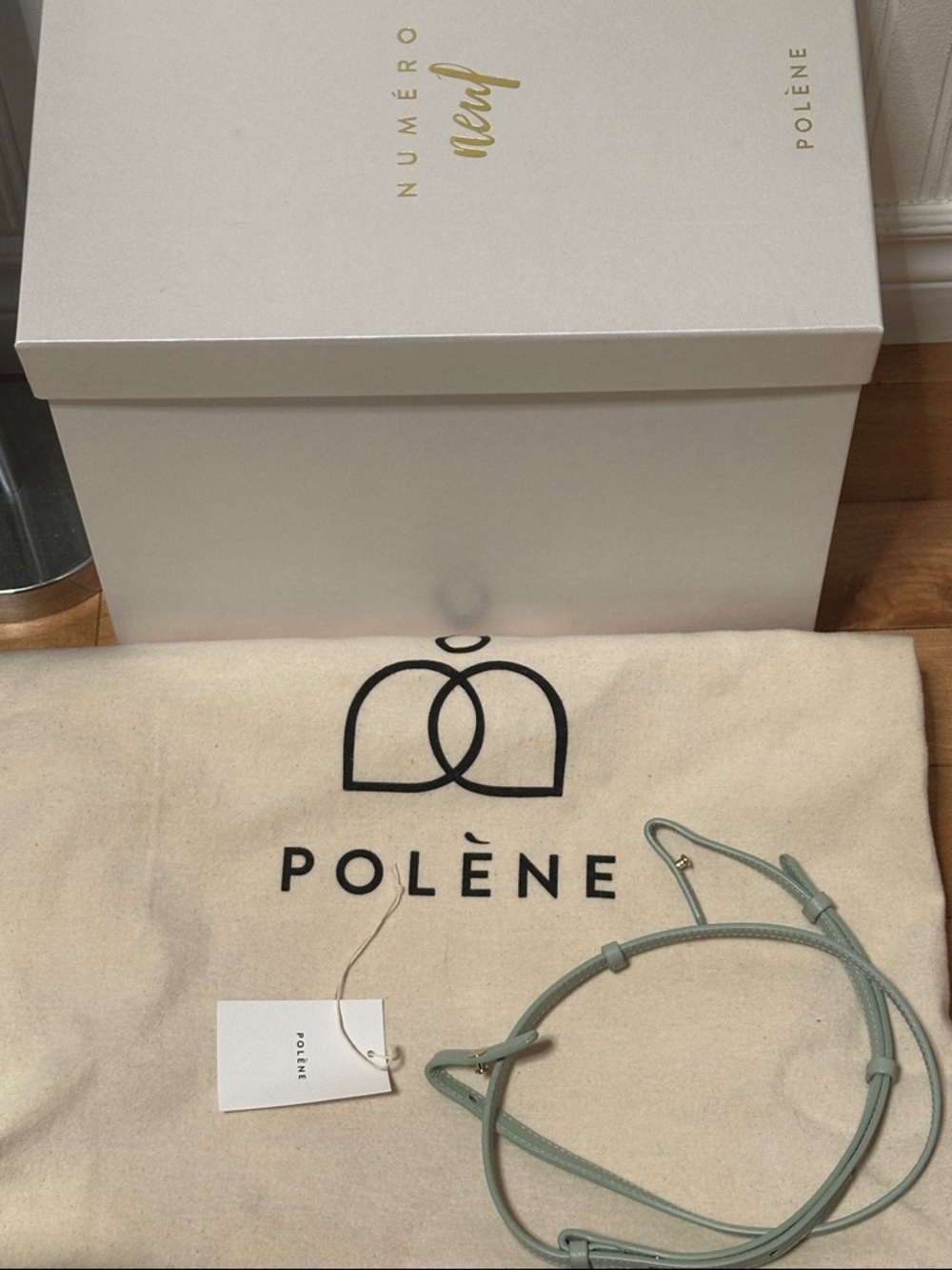 Polene Numero Neuf Mint Green Leather Handbag - Picture 14 of 14